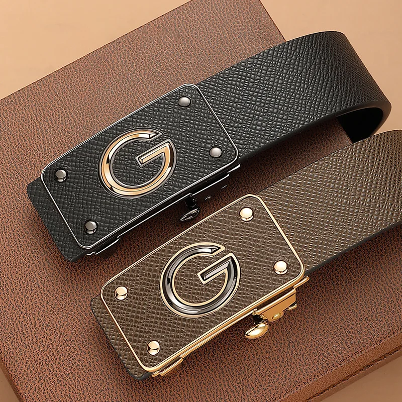 Men's Fashionable Simple Casual Business Automatic Buckle Leather Male Belt for men