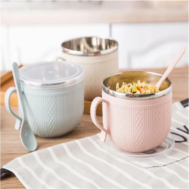 Контейнер для еды семейная миска лапши быстрого приготовления с крышкой и ручкой