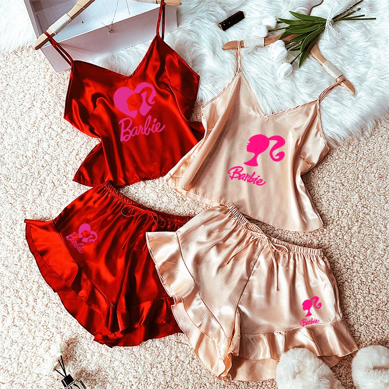Пижама Барби женская без рукавов модная пикантная мягкая свободная тонкая