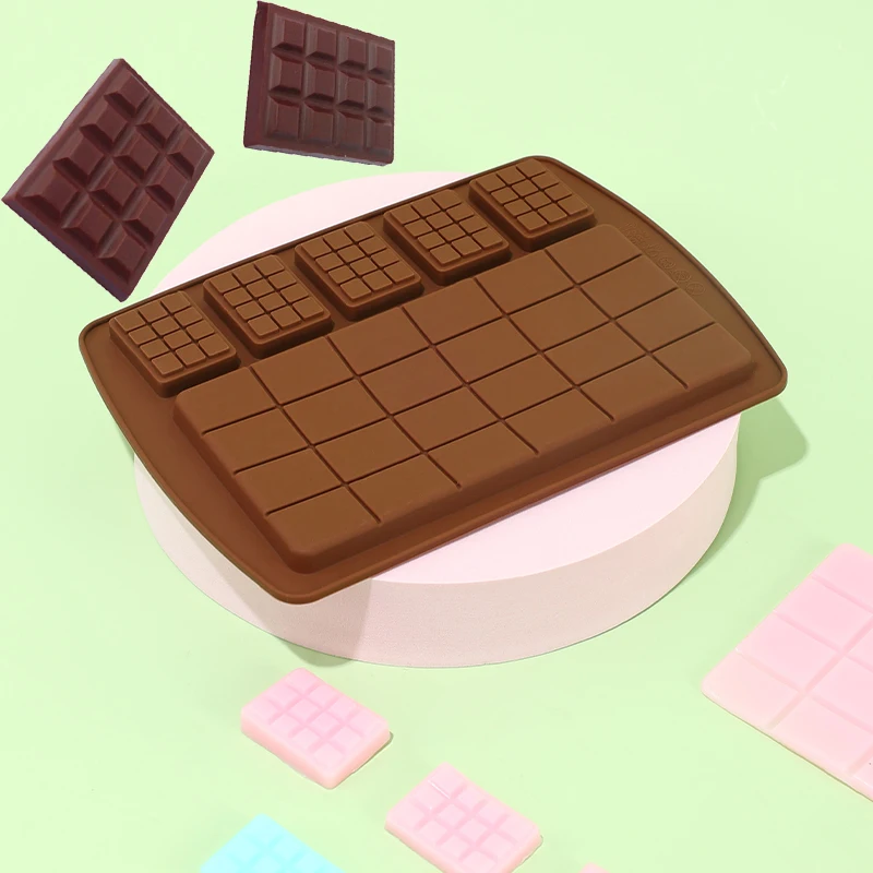 

Silicone Mold Waffle Chocolate Mold Fondant Patisserie Candy Bar Mould Cake Mode Decoration Kitchen Baking Accessories 5Pcs