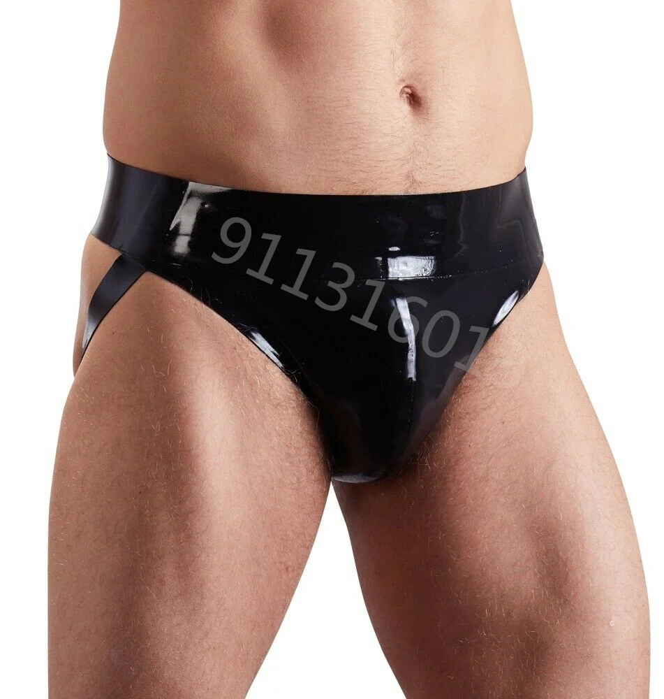 

Natural latex underwear close fitting shortsSexy 0.4MM Men Latex Panties Rubber Jockstrap Briefs Style Front Pouch Plain