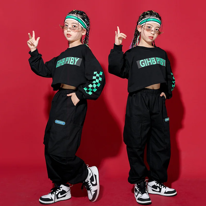 

Girls' jazz dance performance clothes spring and autumn girls' Jazz navel show clothes hip hop performance clothes 2022 new