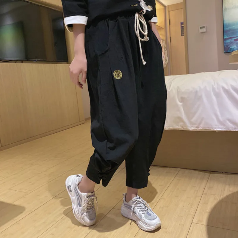 Китайские традиционные повседневные свободные женские топы Hanfu черные Харадзюку