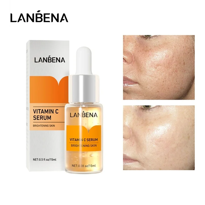 

LANBENAVC Vitamin C Serum Natural Ingredient Supple Skin Anti-wrinkle Brightens Dark Spots Tone Skin Care15ml