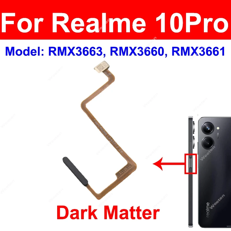 Фото Шлейф кнопки питания и сканера отпечатков для Realme 10 10S 10T 10 Pro 5G, боковой сенсор, запчасти для ремонта №5