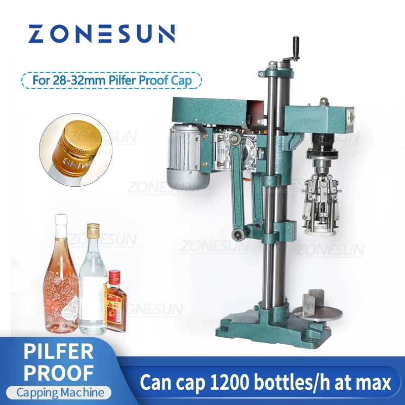 

ZONESUN Capping Machine Semi Automatic Aluminum Ropp Cap Screwer Wine Soda Water Beverage Bottle Capper