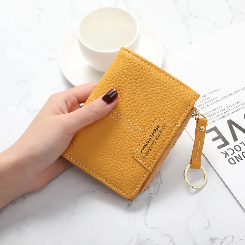 Yellow Litchi Pattern Coin Purse Female PU Leather Female Purse Coin Wallet Mini Hasp Card Holder Short Wallets партмоне мужское