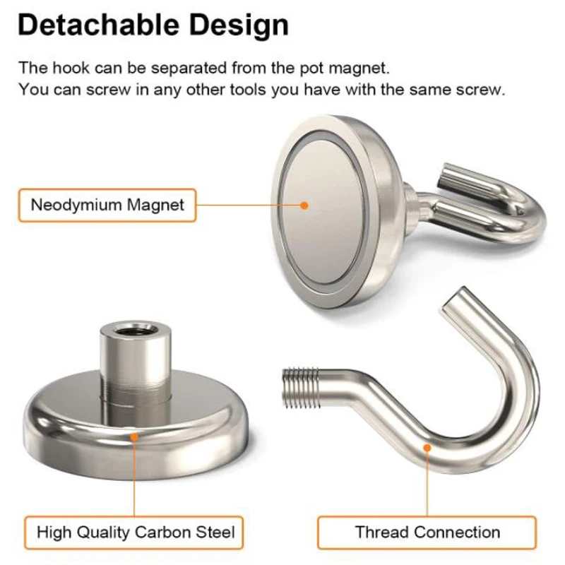 10Pcs Heavy Duty Magnetic Hooks Strong Neodymium Magnets Hook Non-marking Suction Cup Hanging Key Hanger Household Storage | Дом и сад