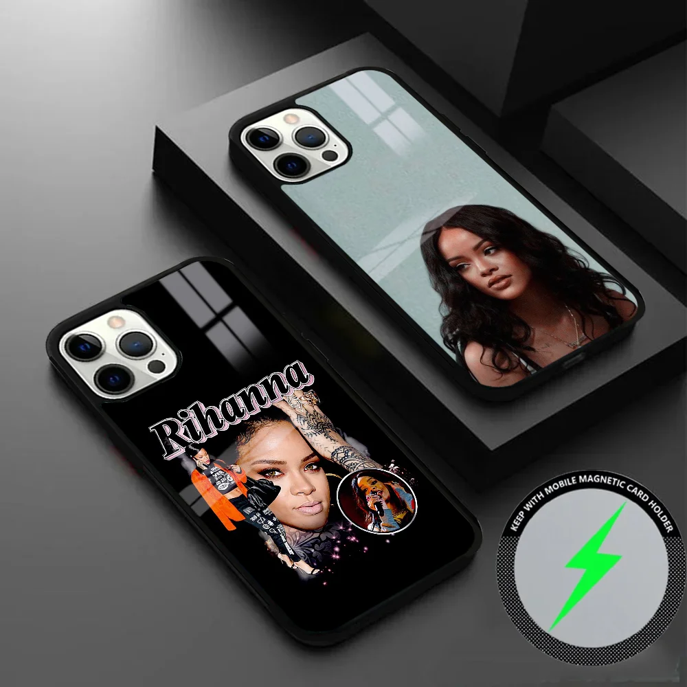 Чехол для телефона R-Rihanna Singer IPhone 16 15 14 13 12 11 Pro Max Plus Mini Magsafe Mirror беспроводной