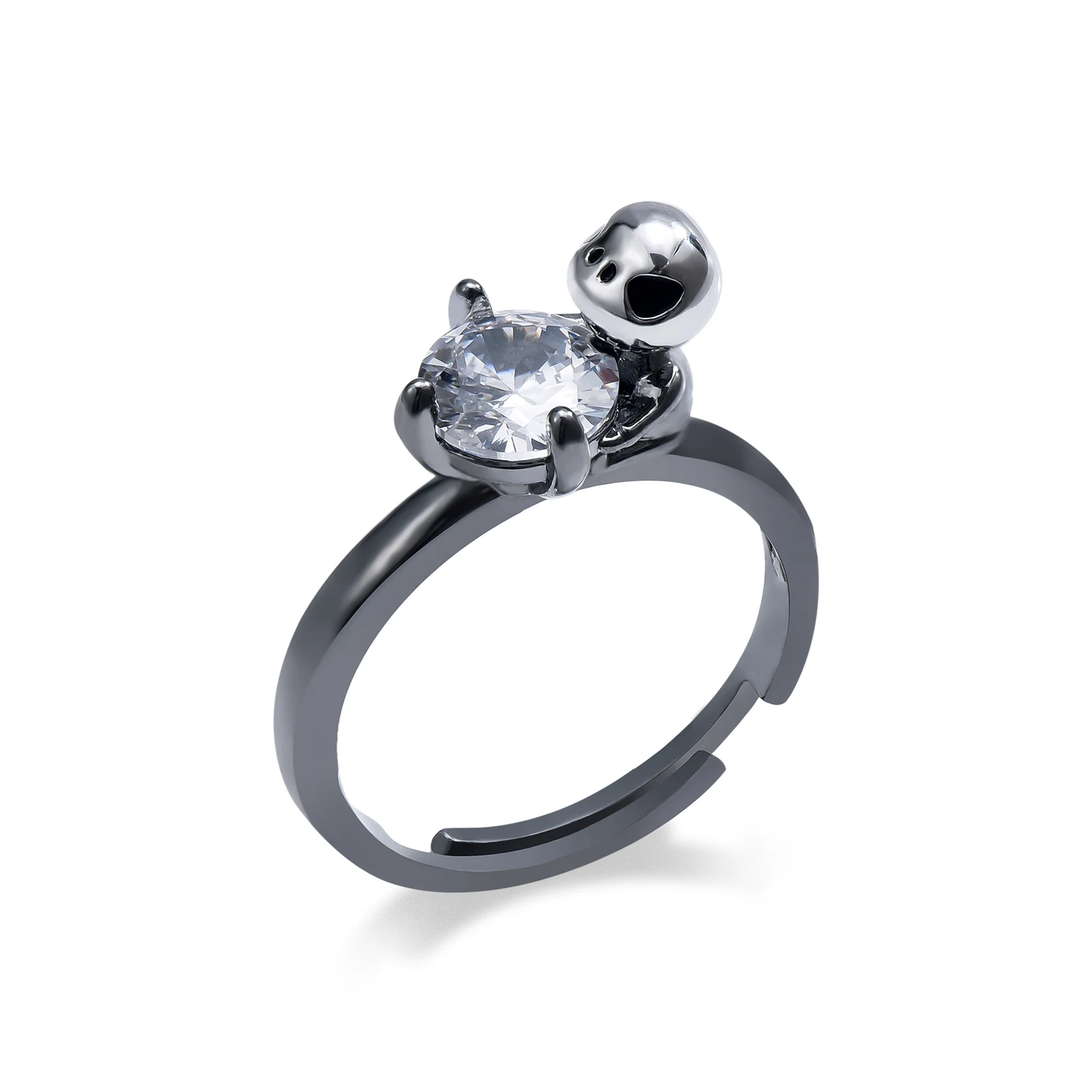 

Silver Black Jack Diamond Ring Classic Animated Film Nightmare Before Christmas Open Ring for Friend Halloween Jewelry Gift