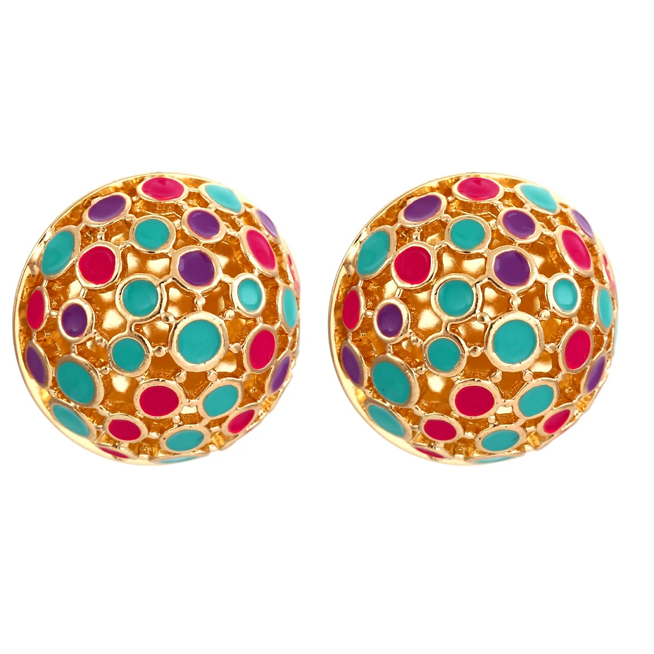 

Retro Hollow Spherical Earrings Exaggerated Bohemian Round Metal Earrings