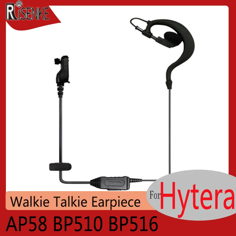 RISENKE G-Shaped Earpiece for Hytera AP58 BP510 BP516 Walkie Talkie two way radio Headset with PTT Mic Screw Plug Earphone