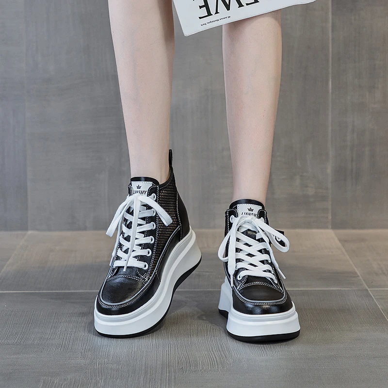 High Heeled Designer Shoes Ladies Genuine Leather Casual Sneakers Women 2023 White Elegant Running Athletic Shoe Summer Footwear