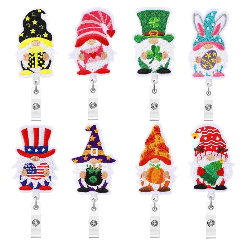 

Cute Felt Badge Reel Embroidery Badge Holder Retractable 360 Spinning 8 Designs