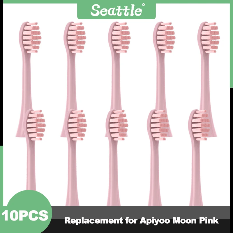 

New Type Replacement For Apiyoo Moon Pink 10PCS Toothbrush Heads Electric DuPont Soft Brush Heads Smart Cleaning Head Nozzle