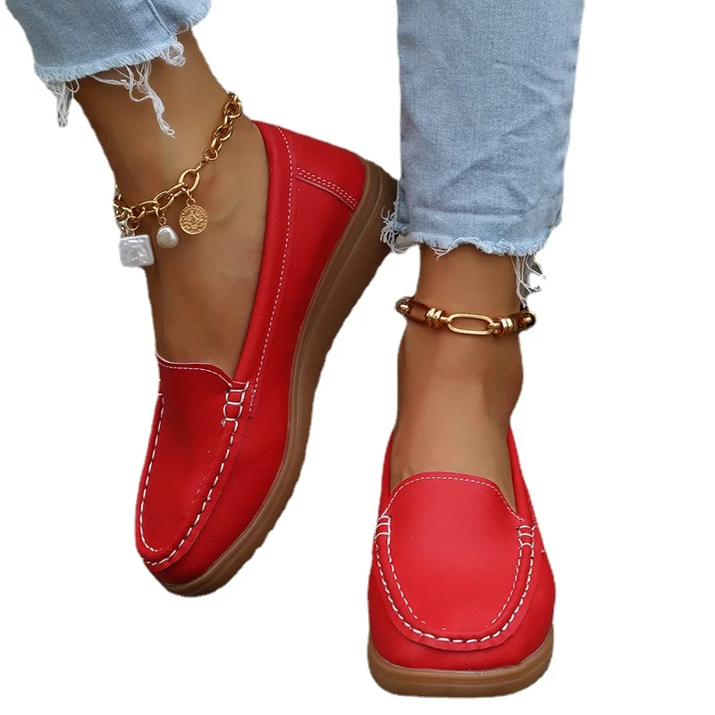 Womens Flats 2023 Spring Summer Shoes for Women Heels PU Leather Femme Casual Woman Loafers Ballet Flat Platform Shoes