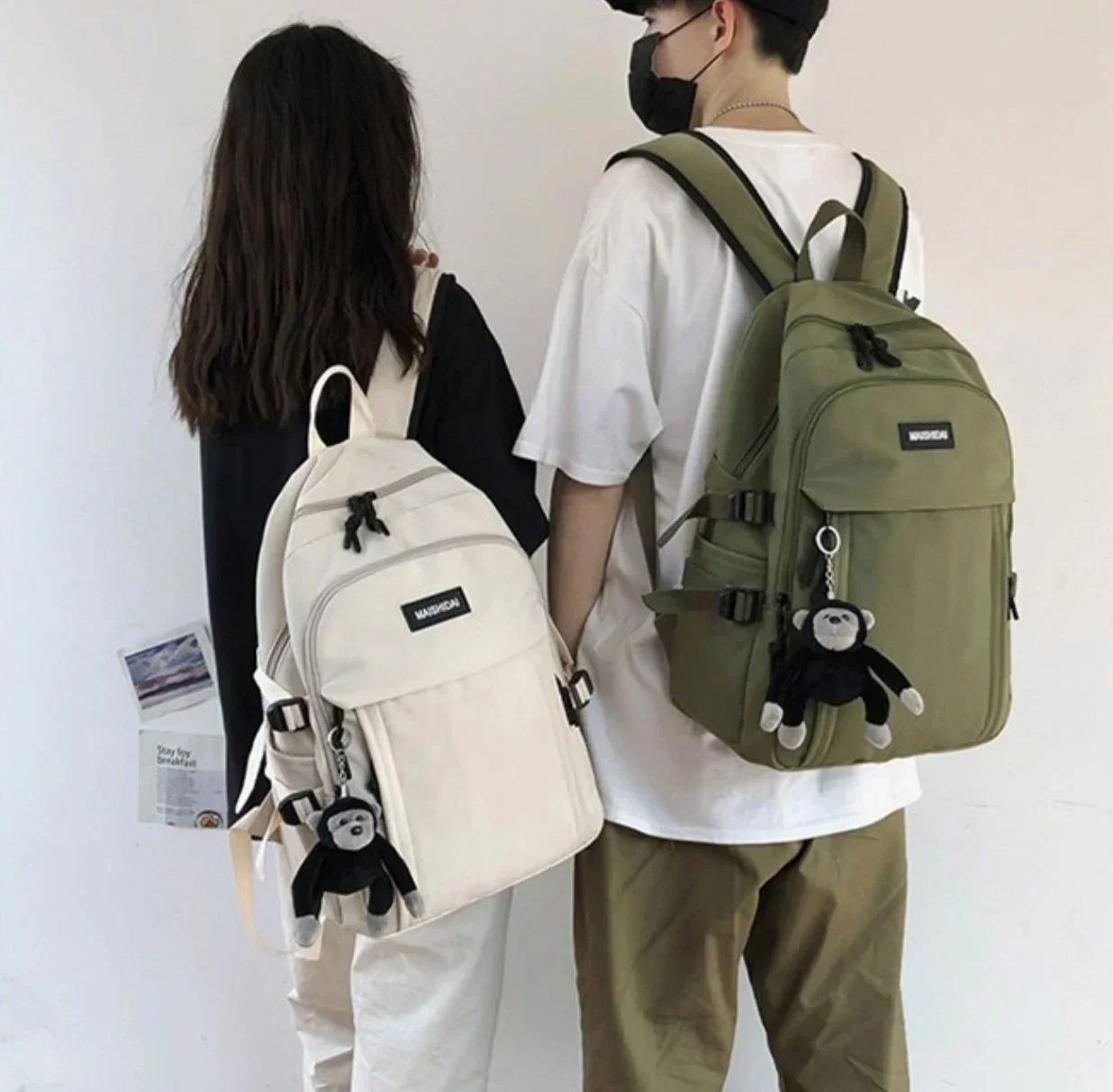 Охотник х рюкзак 30 × 44 13 см черный белый зеленый красный Hunter x школьные сумки для