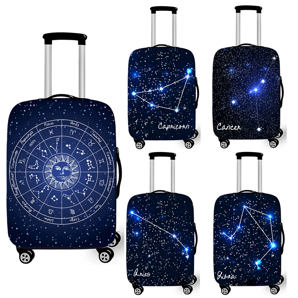 

Twelve Constellations Zodiac Sign Print Luggage Cover Travel Accessories Aries Virgo Cancer Elastic Suitcase Protective Covers