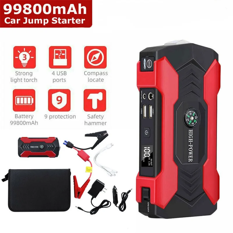 

20000mAh Car Jump Starter Power Bank 200-600A Portable Charger Car Booster 12V Auto Starting Device Emergency Battery Car Start