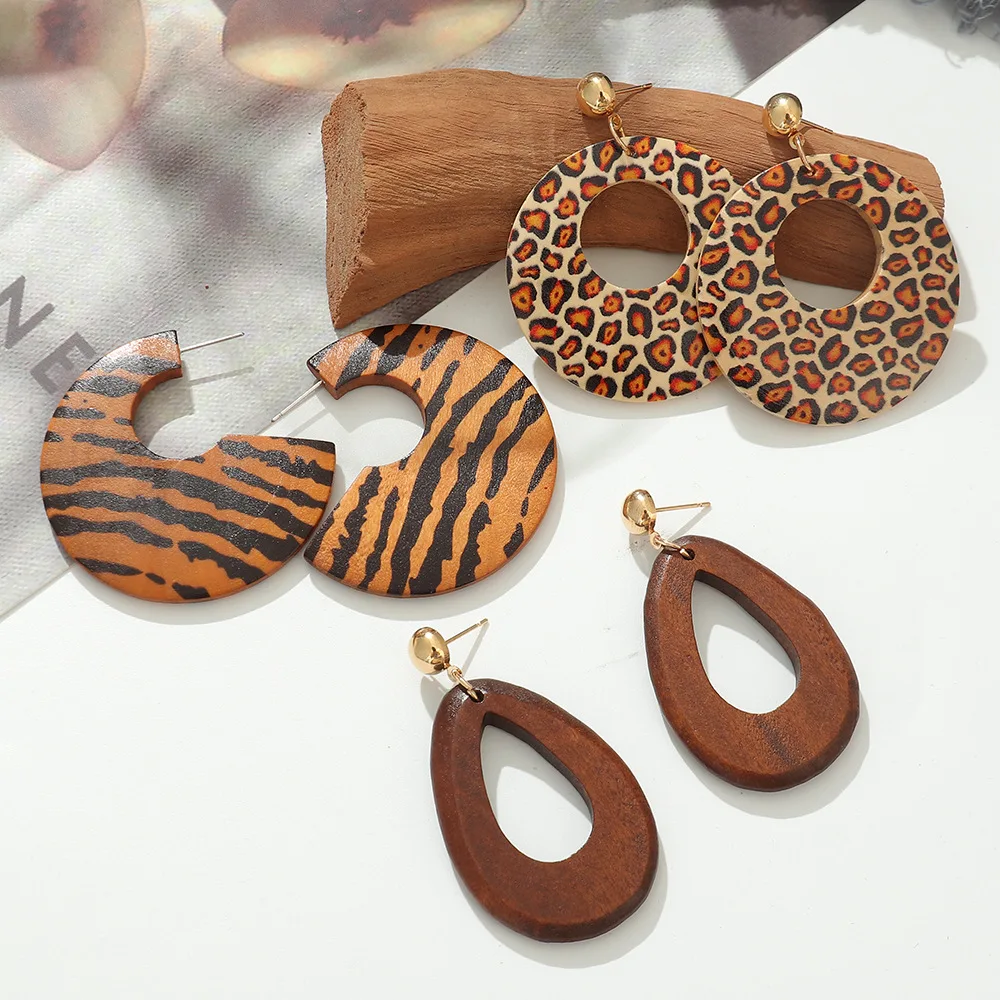 

Bohemia Vintage Wood Design Dangle Drop Earrings for Women Female Earring Jewelry