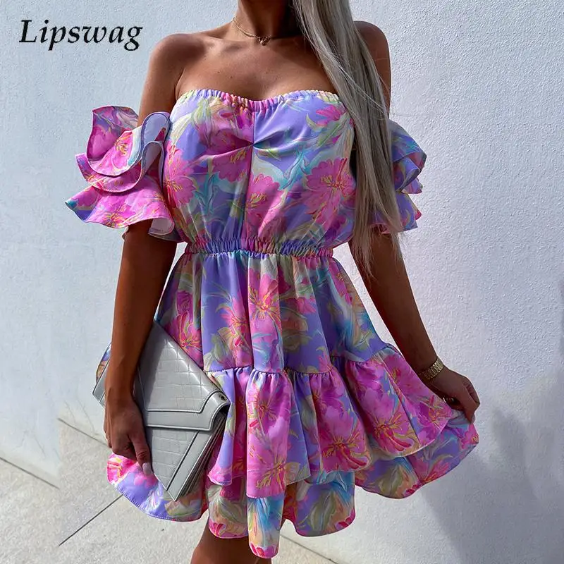 

Женское мини-платье с открытыми плечами, открытыми плечами и оборками