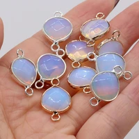 12pc opal stone waterdrop double hole connector natural craft jewelry makingdiy necklace hanging accessoroes gift deco wholesale