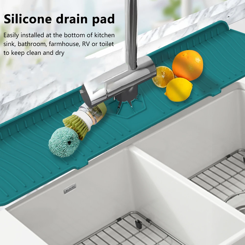 

Faucet Absorbent Mat Kitchen Silicone Sink Splash Guard Water Draining Pad Countertop Protector Table Cushion Placemat