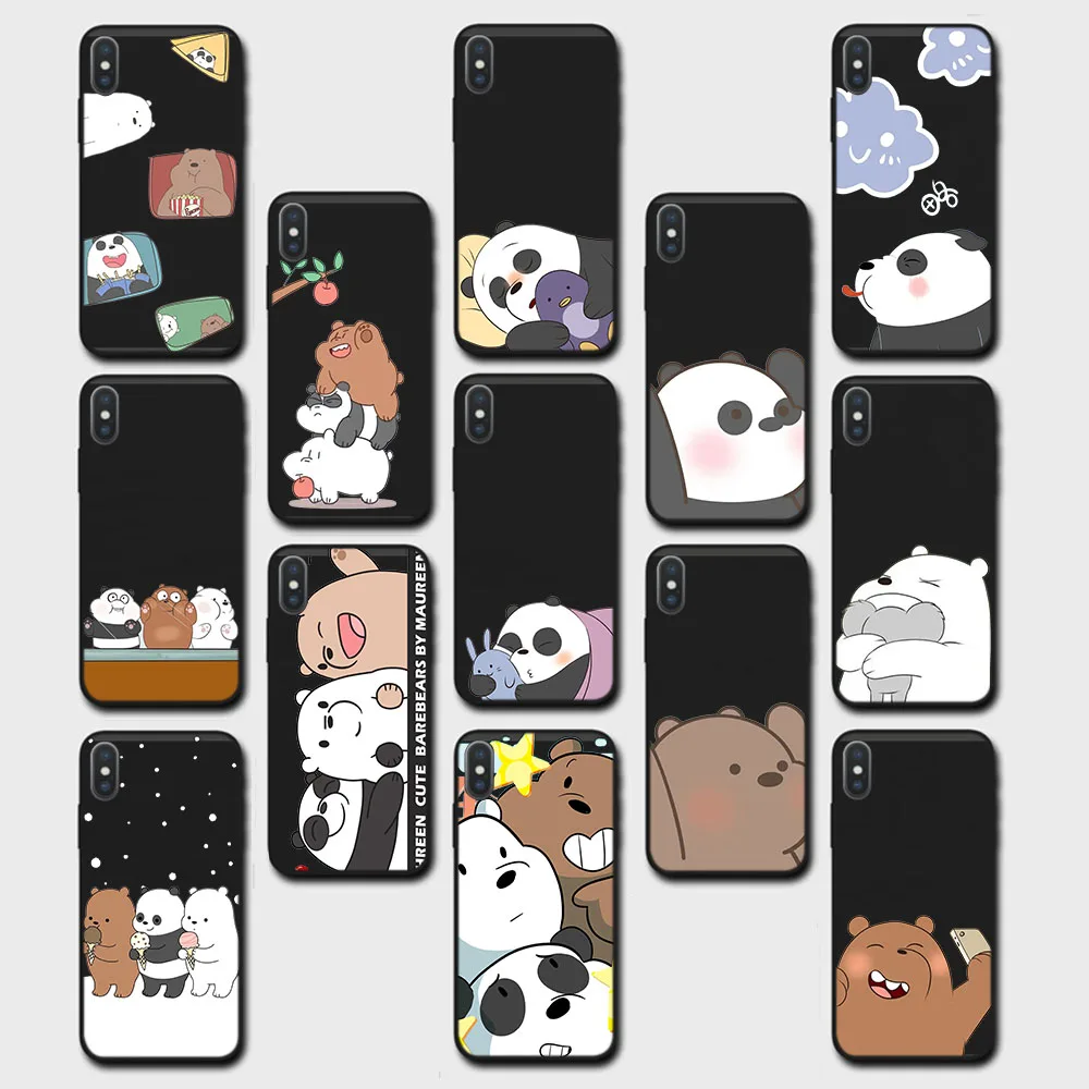 

Cute Bears Black Hollow Out Case for Huawei Mate 20 P20 P30 Lite P40 Honor 9X Pro Soft Casing