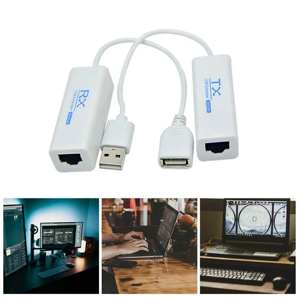 

A Pair USB RJ45 Ethernet 200M Extender Cable USB 2.0 Converter Extension Adapter TX RX Sender Receiver by CAT5E or CAT6 Cat5e/6