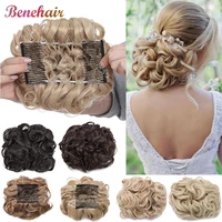 benehair synthetic hair messy hair bun clip in hair extension 2 plastic comb curly hair chignon messy chignon for women wedding