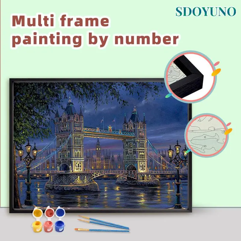

SDOYUNO современное Рисование по номерам для взрослых, картина, рисование ландшафта, DIY картины по номерам, строительный декор стен