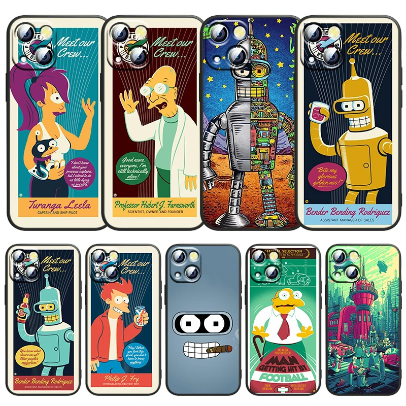 

Disney Futurama Bender Phone Case For Apple iPhone 14 13 12 11 SE XS XR X 7 8 6 5 mini Plus Pro MAX 2020 Black FUndas TPU