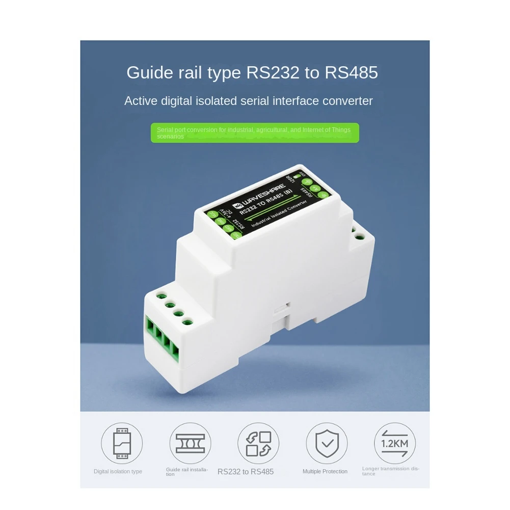 Waveshare промышленный рельсовый Тип RS232 в RS485 преобразователь 300-115200Bps Активная