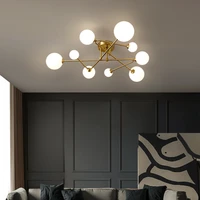 nordic led chandelier lighting for living room bedroom modern golden copper glass ball ceiling hanging lamp home kitchen fixture