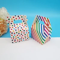 colorful stripes candy box wedding gift rainbow polka dot folding minimalist packaging paper box for party supplies