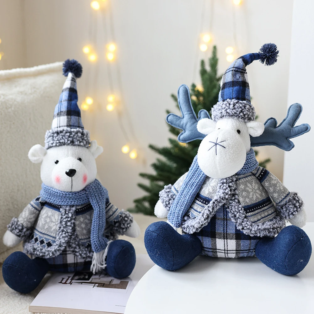 

52 x 24 Cm Christmas Ornament Decoration With Fabric Legs Retractable Snowman Doll Christmas Desktop Decorations