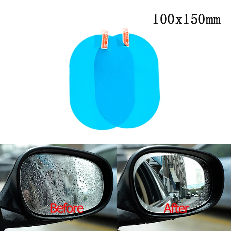 

2PCS 100X145MM Car Universal Rearview Mirror Protective Anti-Fog Anti-Glare Oval Film Anti-Fog Anti-reflective Sticker