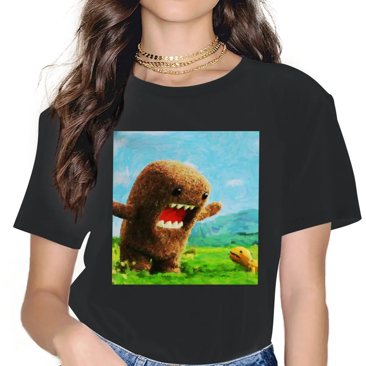 

Domo Kun Classic Women Tshirts Domo Kun Gothic Vintage Female Clothing Cotton Graphic Streetwear