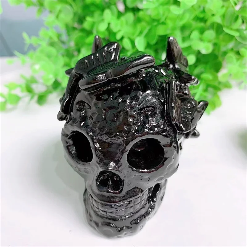 

Natural Black Obsidian Crystals Butterfly Skulls Carving Feng Shui Ornament Healing Reiki Figurine Spiritual Wicca Gift 1pcs