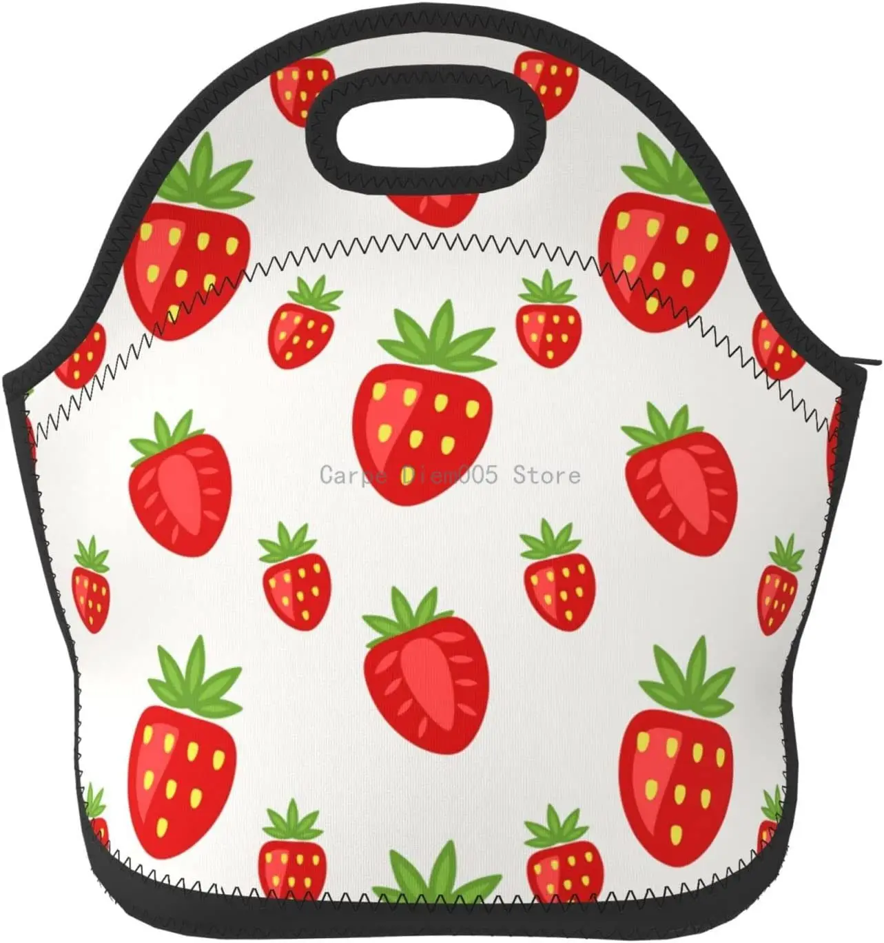 

Симпатичные неопреновые сумки для ланча с клубникой для женщин и мужчин, термоизолированные Многоразовые моющиеся пакеты для ланча