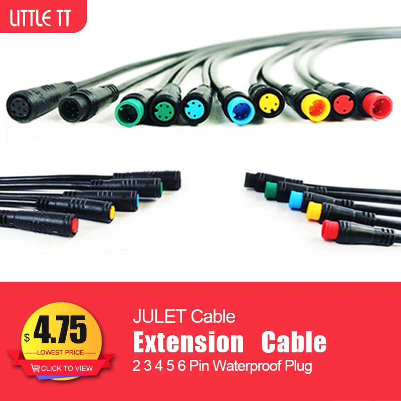 

Julet Cable Ebike 2 3 4 5 6 Pin Base Connector Waterproof Extension Cable Wire for For Ebike Bafang Display Pin Cable Optional