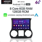 Автомобильная панорамная камера 720P 360, 6 ГБ + 128 Гб, Android 11,0, DVD-плеер, GPS, WIFI, стерео, RDS-радио для Jeep Wrangler 3 JK 2010-2017