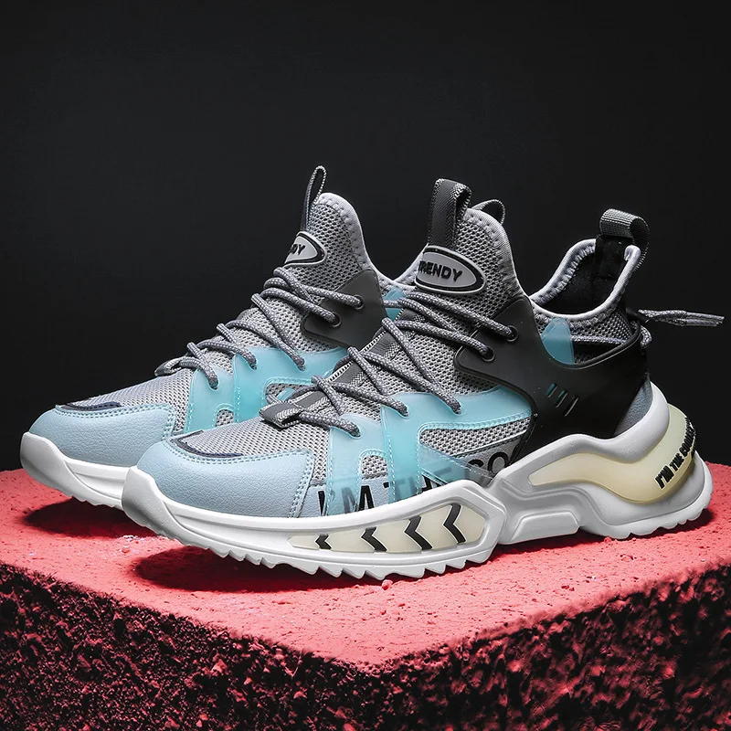 Autumn Street Style Cushioning Men's Chunky Sneakers High Elastic Light Breathable Man Sport Running Shoes Footwear