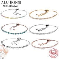 alu konsi luxury original 100 925 sterling silver snake chain pan bracelet bangle for women fashion authentic diy charm jewelry