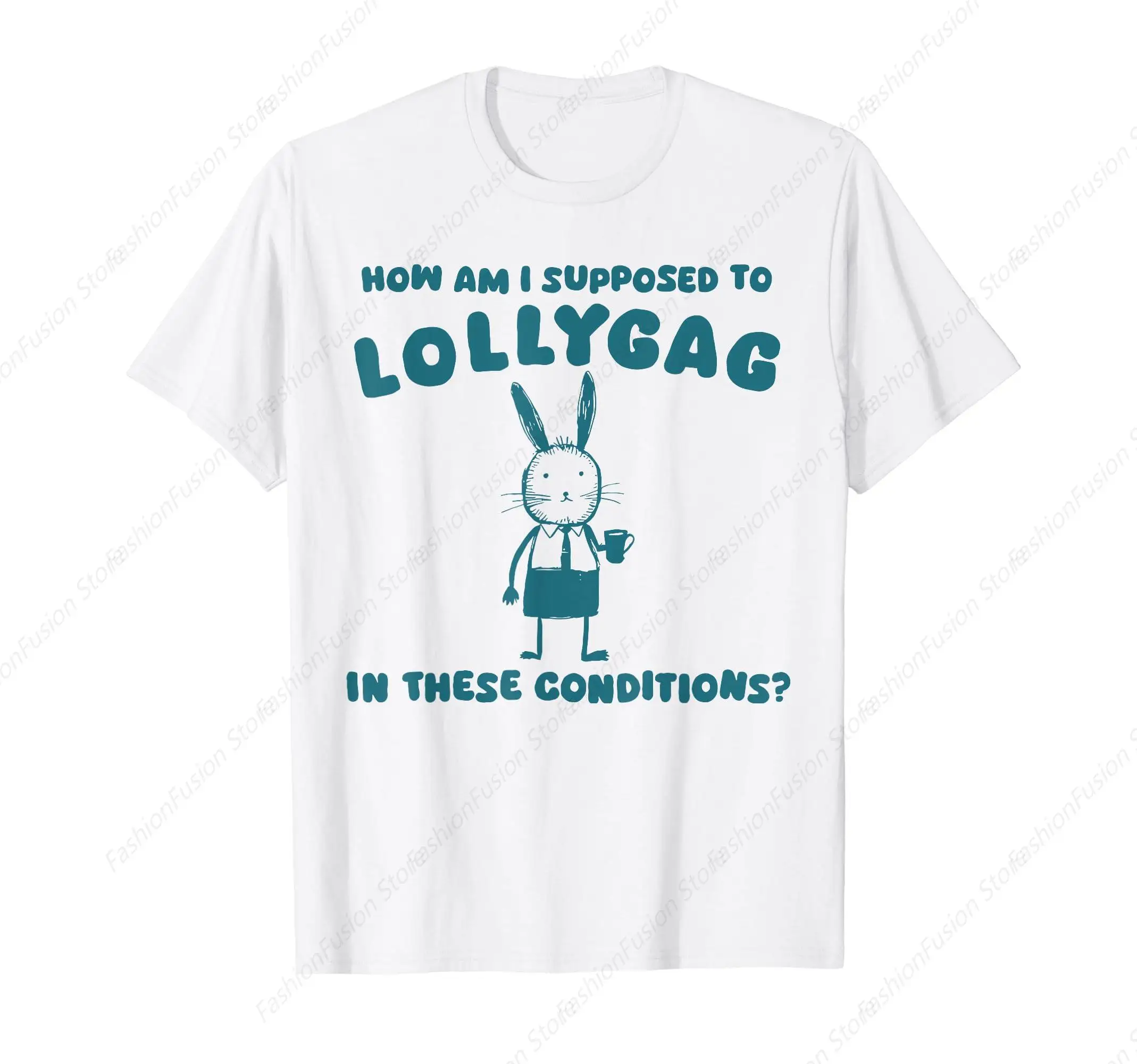 Lollygag забавный кролик с мемом ротин тоотин шуточная футболка из хлопка круглым