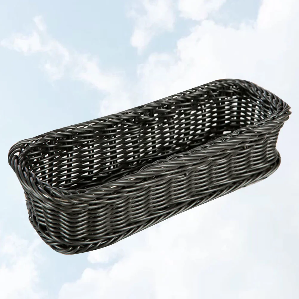 

Drawer Organizer Makeup Rectangular Imitation Rattan Basket Plate Manual Bamboo Woven