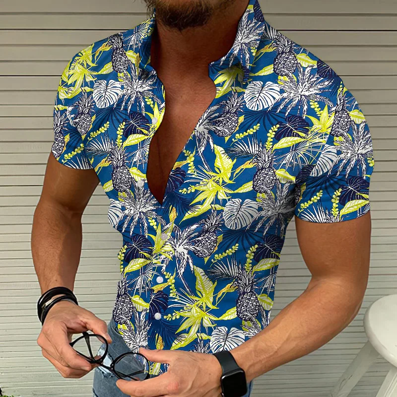 Popular Casual Summer Beach Cardigan Printed Lapel Shirts for Men