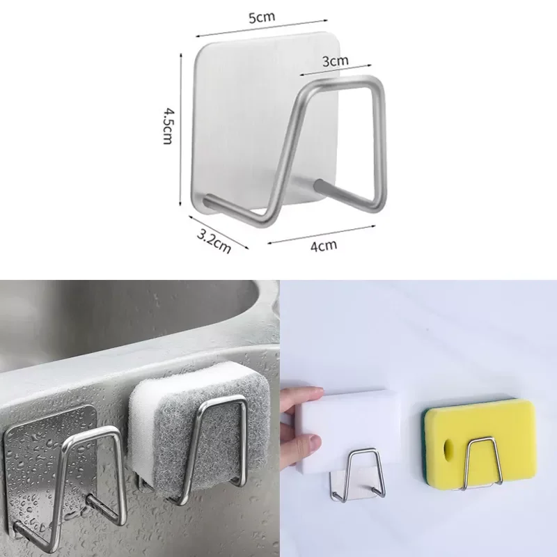 

1PCS Kitchen Adhesive Strong Wall Hanger Hook sink Sponges Holder Drain Drying Rack Storage Organizer Bathroom Suction Cup Self