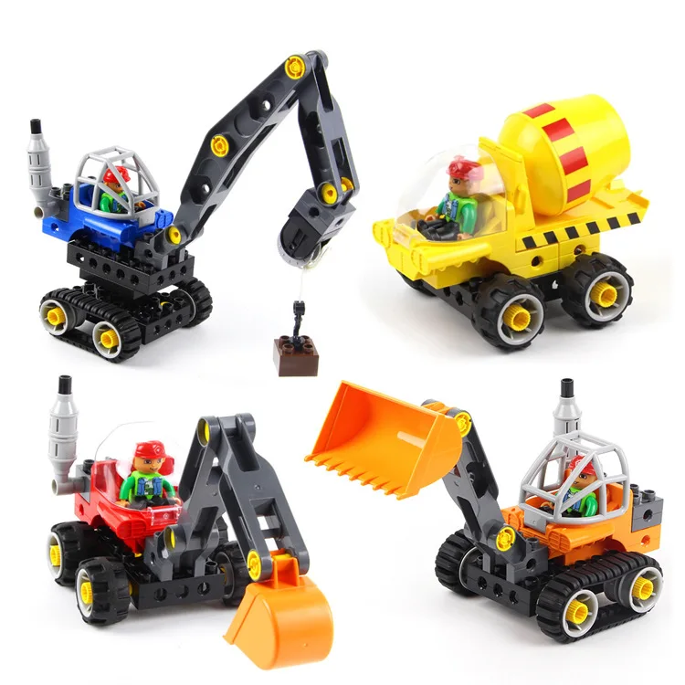 

WANGE DUBIE Children's Large Particle DIY Assembled Inserted Building Block Toys Variety Mechanical Engineering Vehicle Series