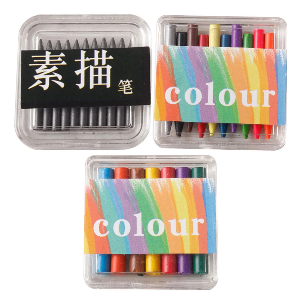 3 коробки мелки для кукольного домика маленькие декоративные мини-ручки восковых